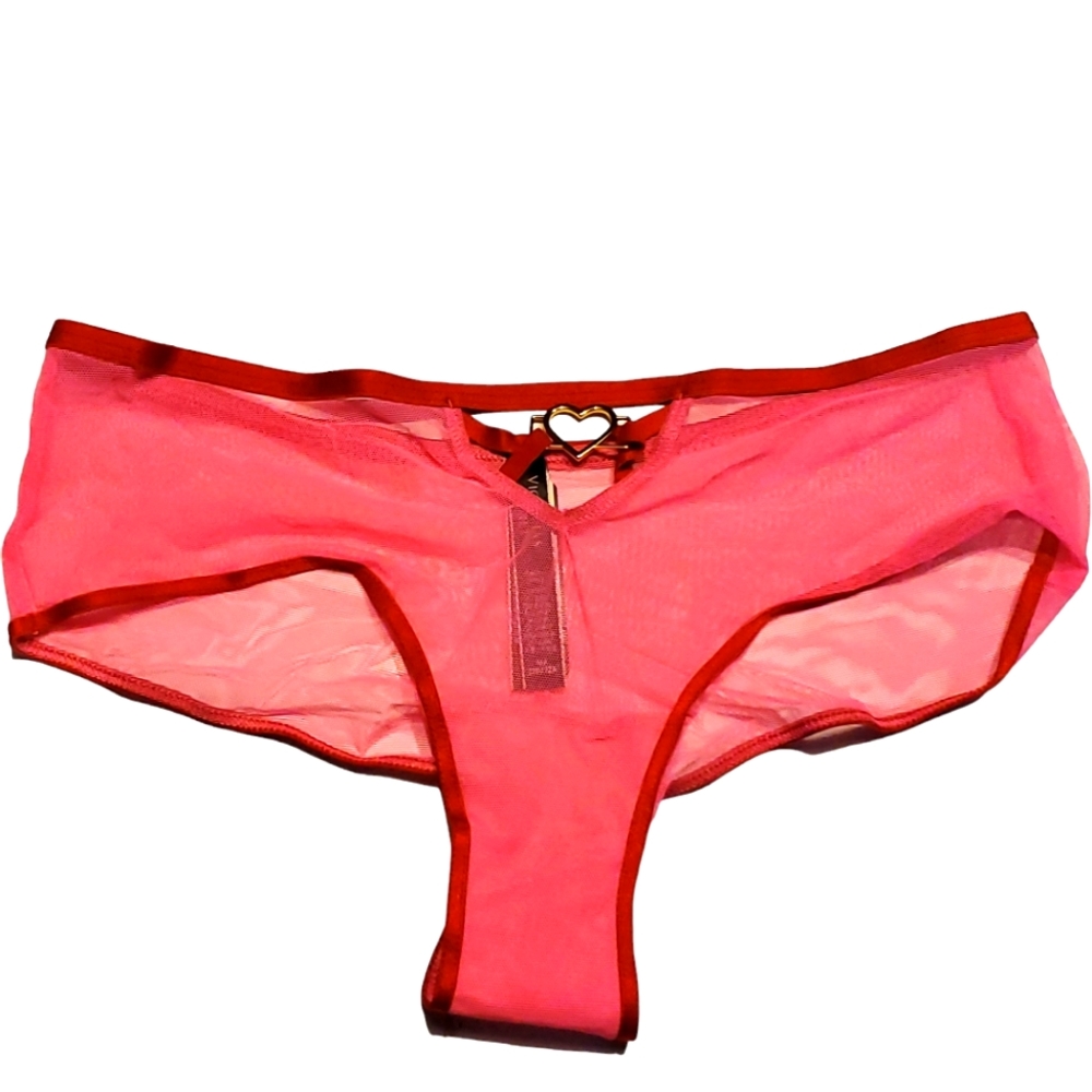 Victoria Secret NEW (M) Sheer Pink w/Red trim panties